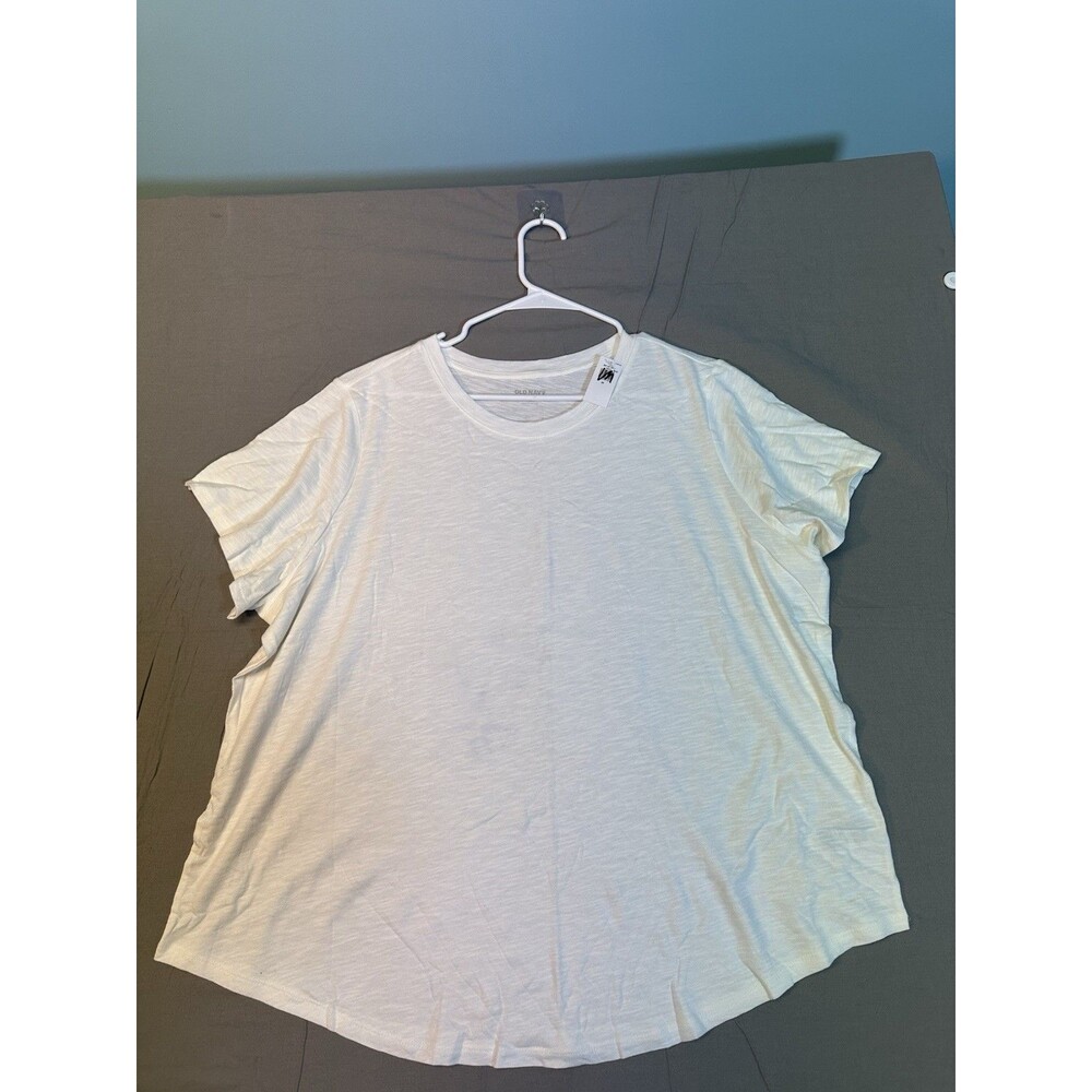 Old Navy Womens Size 2X White Luxe Short Sleeve Round Neck T-Shirt NWT- Cotton